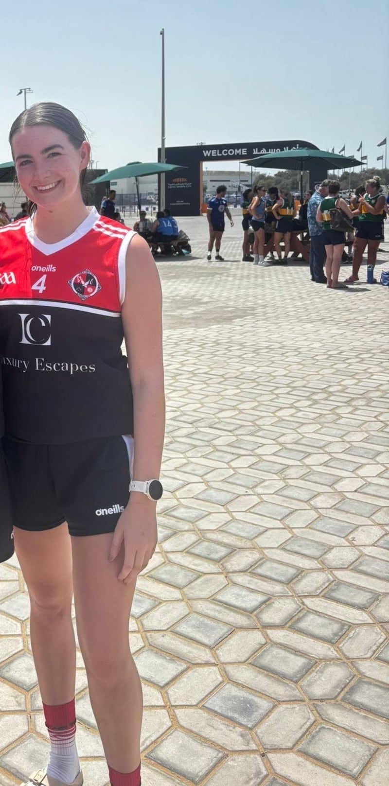 Sinéad McCann in her Dubai Celts GAA attire