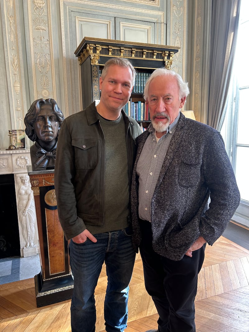 Actor Simon Callow (right) pictured with his husband Sebastian Fox at the event. Photograph: Sharon Gaffney