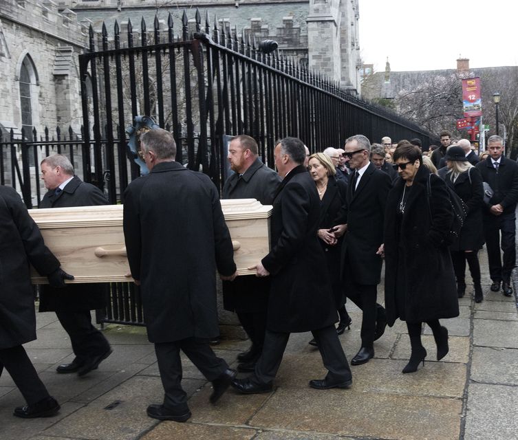 The funeral cortege arrives at Dublin's St Patrick's Cathedral. Photo: SAM BOAL/Collins Photos