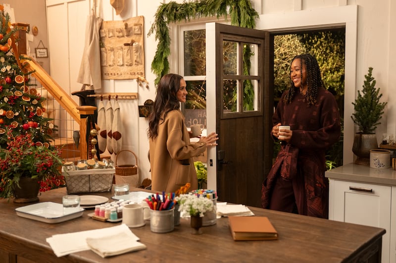 Meghan Markle with Naomi Osaka in the With Love, Meghan: Holiday Celebration. Photograph: Netflix
