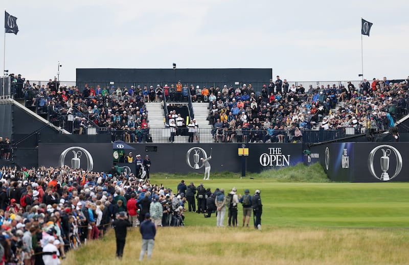 Rory McIlroy tees off on the first hole of the Open at Royal Portrush Golf Club in July. Photograph: Richard Heathcote/Getty Images