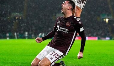 Oisín McEntee helps spoil Wilfried Nancy’s first Celtic game as Hearts move three points clear at top