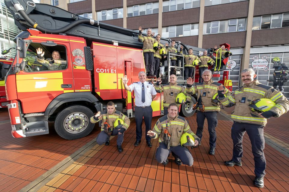Robert O'Brien (centre) and the firefighters of Anglesea Street Fire Station, Cork City, who will be on duty on Christmas Day and New Year's Eve. Photo: Michael Mac Sweeney/Provision