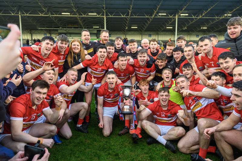  Dingle captain Paul Geaney celebrates with his team. Pic: Dan Linehan