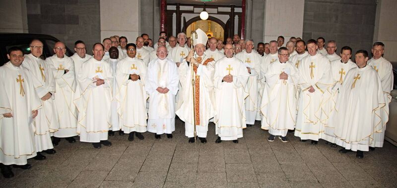 More than 60 clergy joined Alphonsus Cullinan, Bishop of Waterford and Lismore, who celebrated the ordination of Fr Stuart McGovern — marking what the diocese called 'a significant moment in the life of the local Church'. Picture: John Power