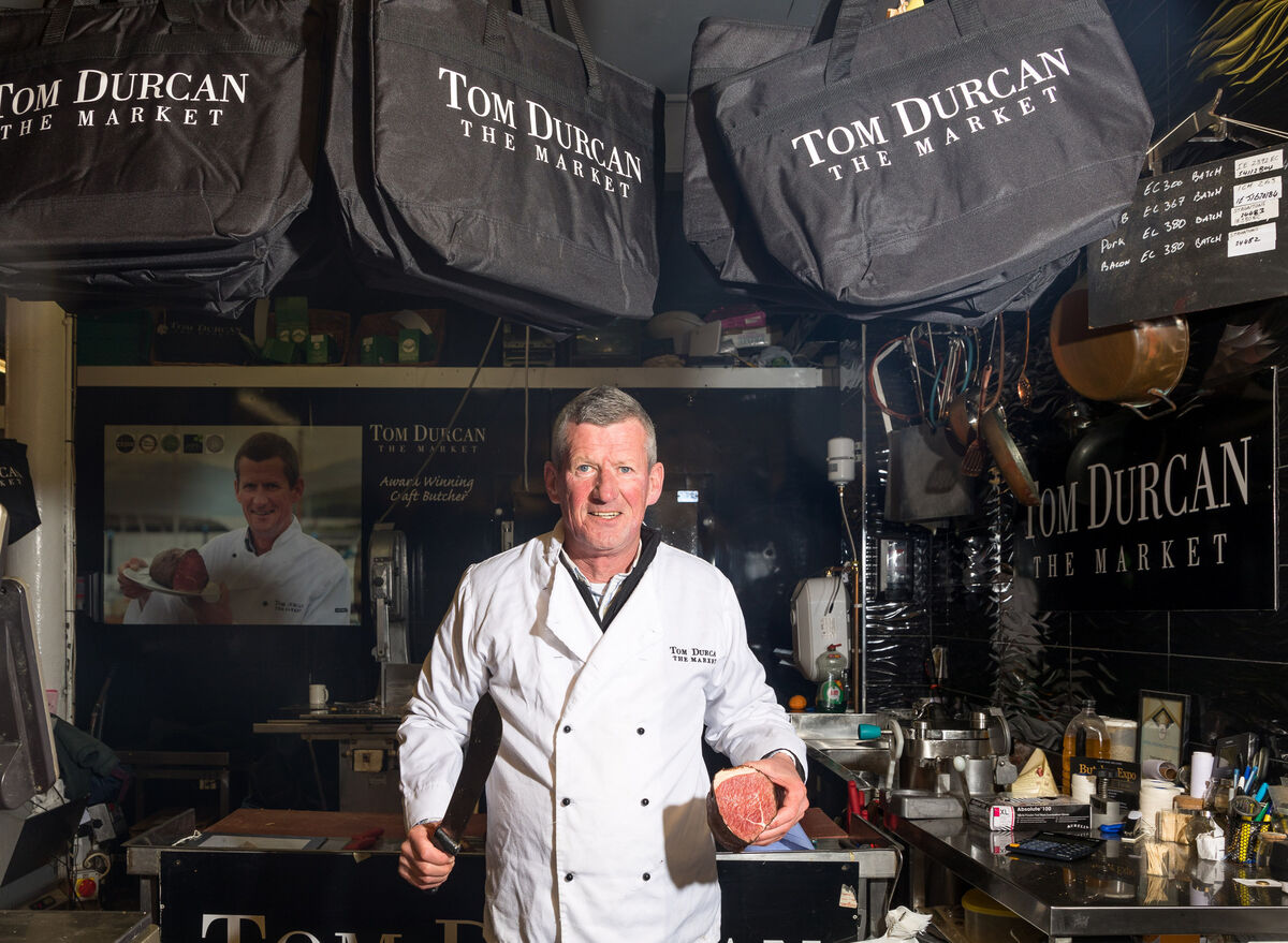 Craft butcher Tom Durcan at his stall in the English Market, Cork. - Picture: David Creedon