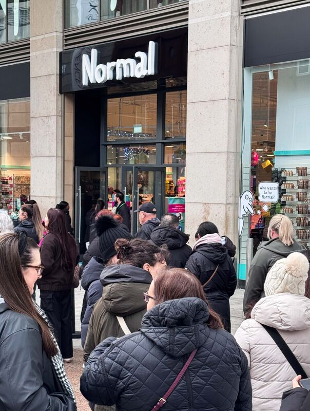 Shoppers queue outside the newly opened Normal store at Dublin’s ILAC Centre on its first morning of trading Photograph: Sasko Lazarov / © RollingNews.ie