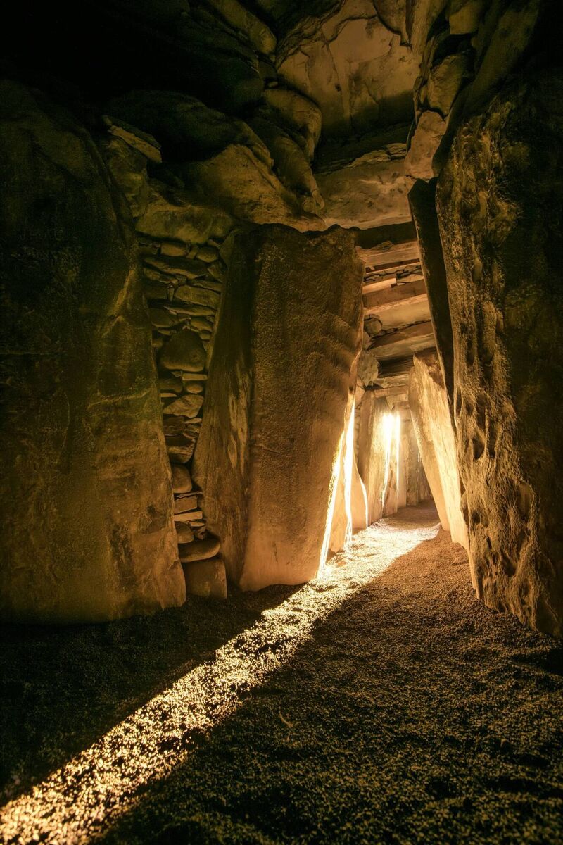 The sunrise illuminating the chamber at Newgrange, Co Meath
