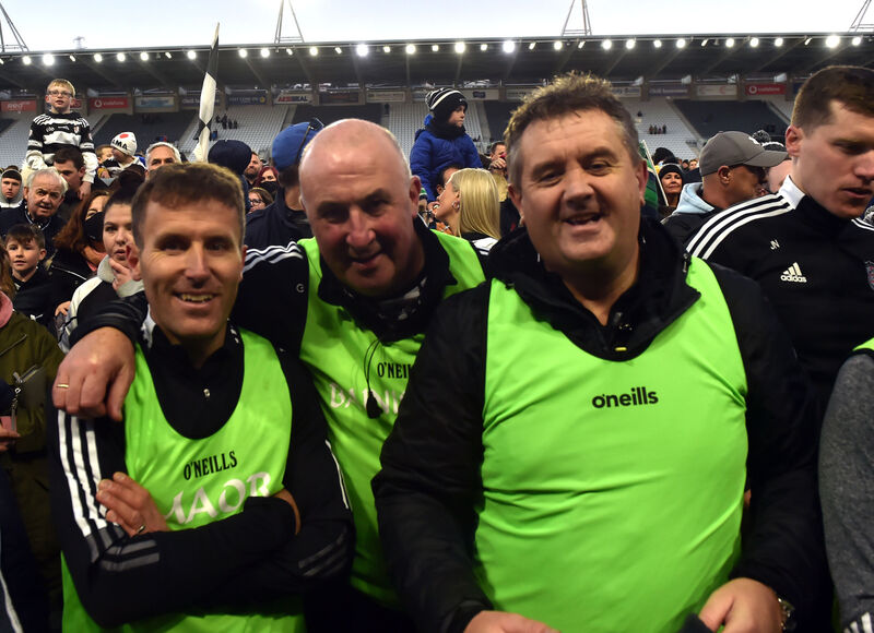 Ben O'Connor in 2021, having coached Midleton to county glory - he is pictured with manager, the late Ger Fitzgerald, and selector Terence McCarthy, who is also part of the Cork set-up now. Picture: Eddie O'Hare