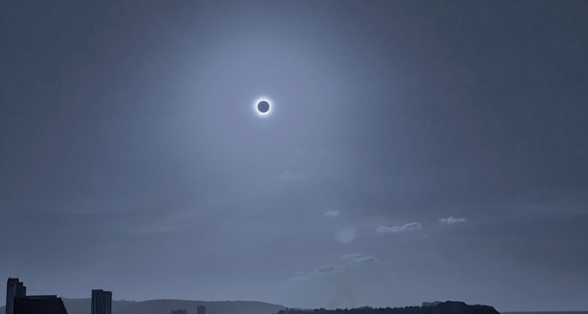 Totality over Guam from 2019. Credit: Eliot Herman.