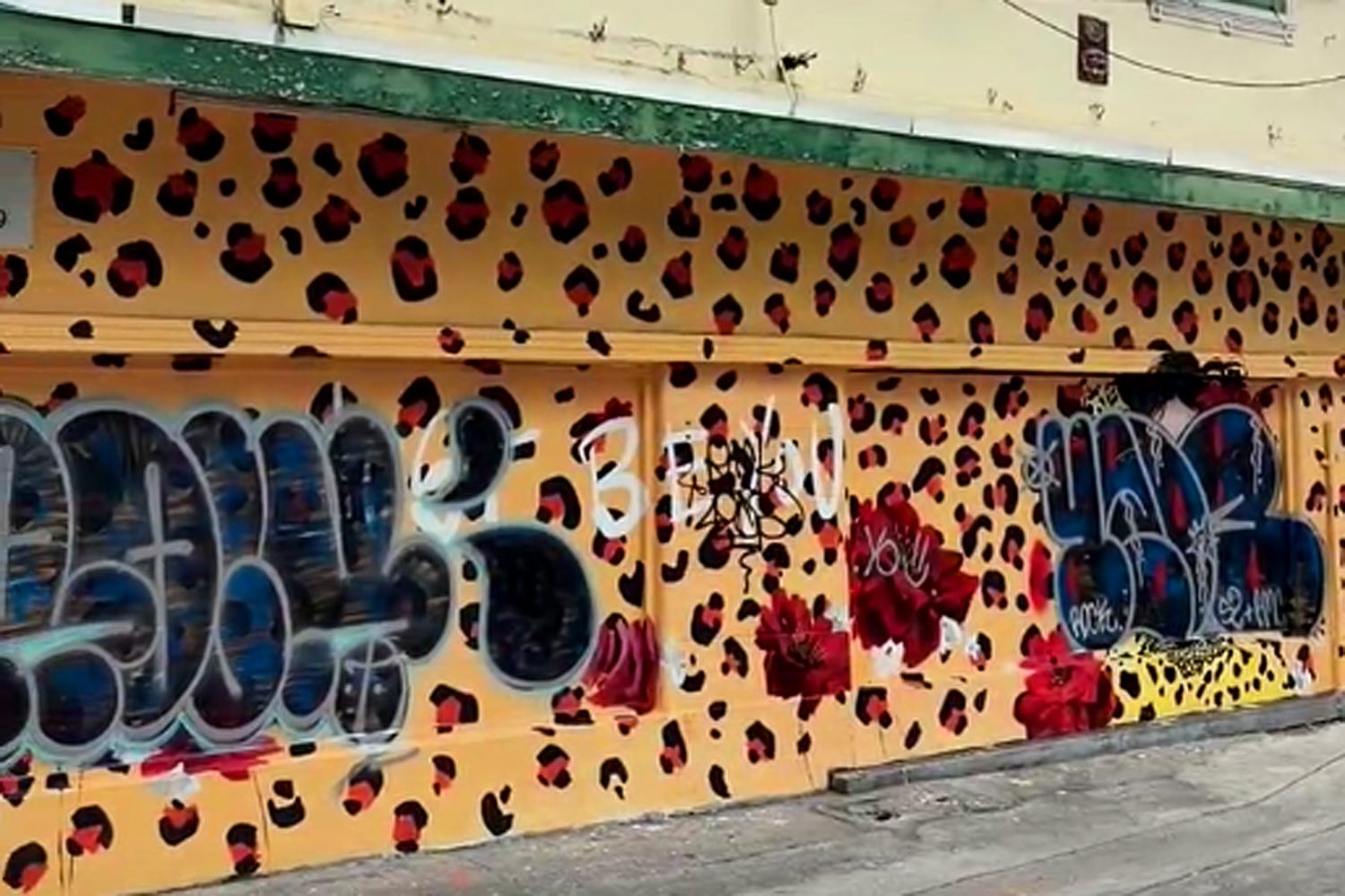 The defaced mural art by Spanish artist Carolina Adan Caro. photo courtesy of Bangkok Metropolitan Administration