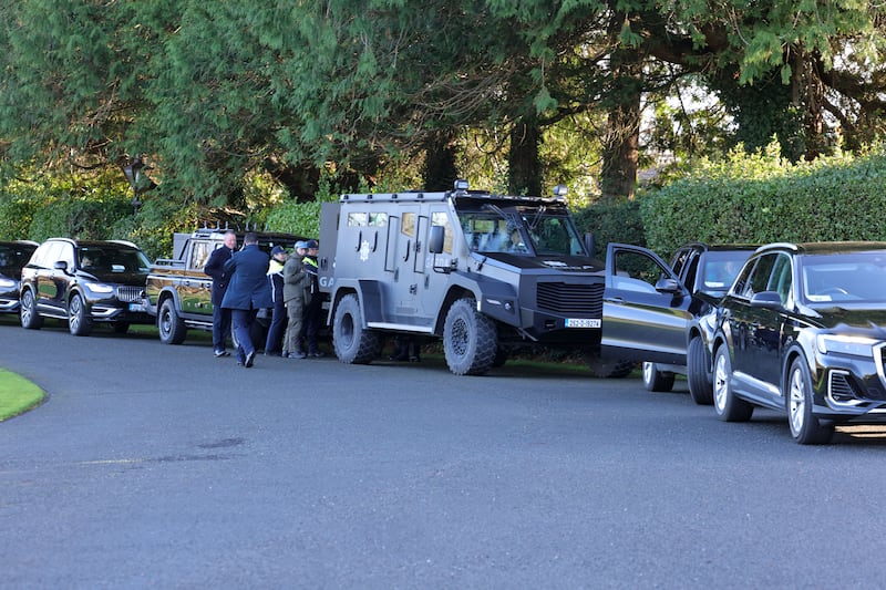 02/12/2025 - NEWS - A new Garda Tactical Vehicle part of a convoy protecting Ukrainian president Volodymyr Zelensky during a courtesy call to President Catherine Connolly, accompanied by Ukraine’s first lady Olena Zelenska, at Áras an Uachtaráin before travelling to Government Buildings for a bilateral meeting with Taoiseach Micheál Martin.Photograph: Alan Betson / The Irish Times