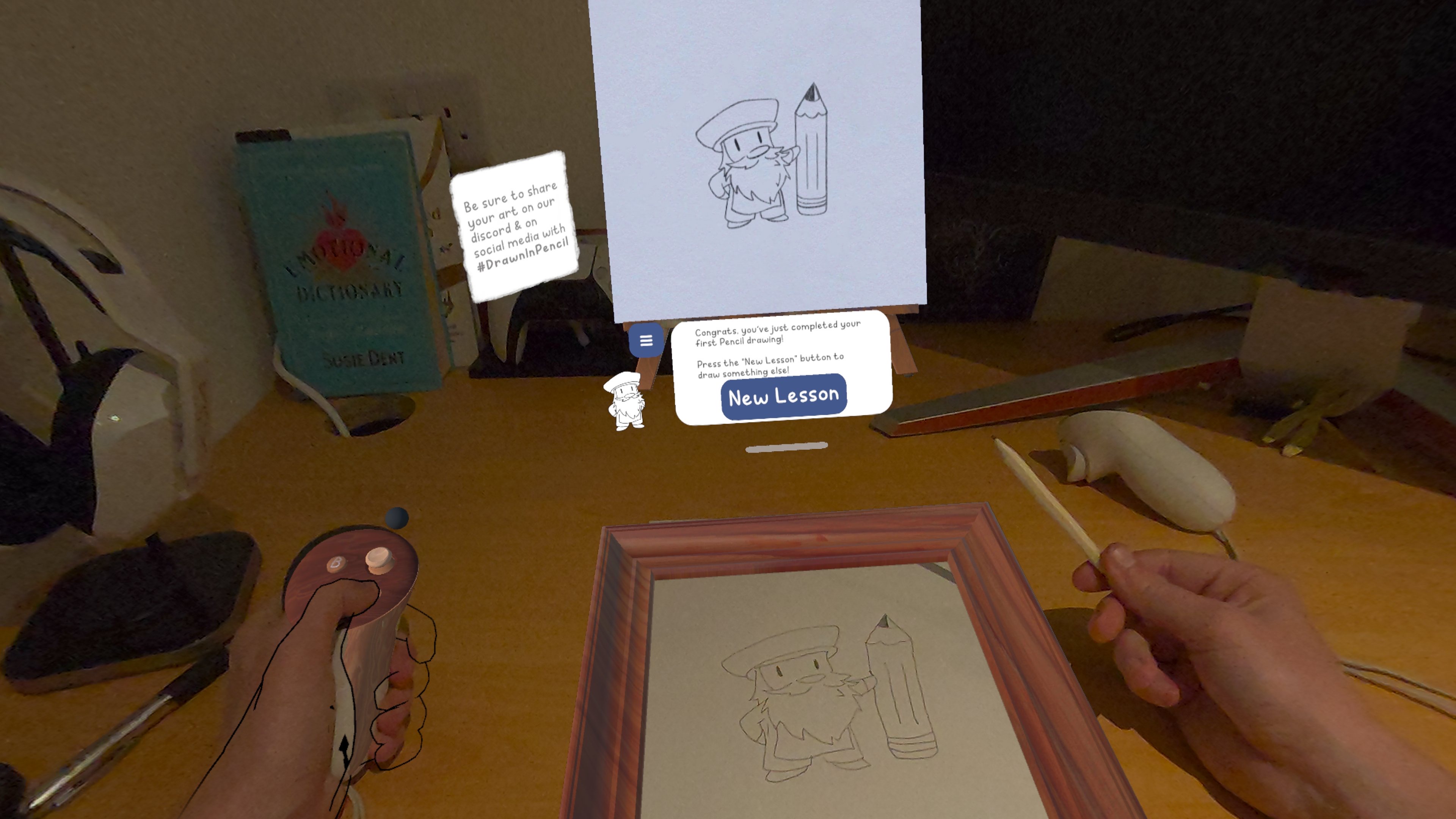 Meta Quest 3 Paint VR app with pencil and drawing