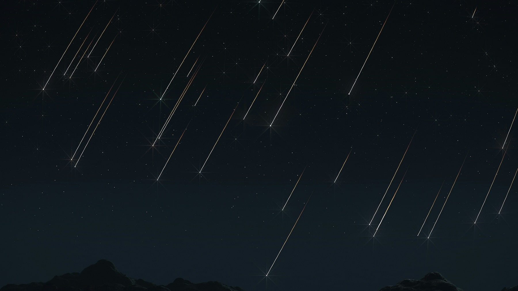 Frozen Perseids meteor shower streaking night sky