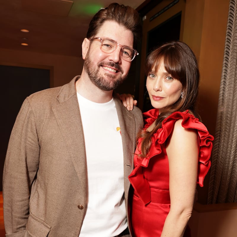 Director David Freyne and star Elizabeth Olsen attend the premiere of A24's Eternity. Photograph: Eric Charbonneau/A24 via Getty Images