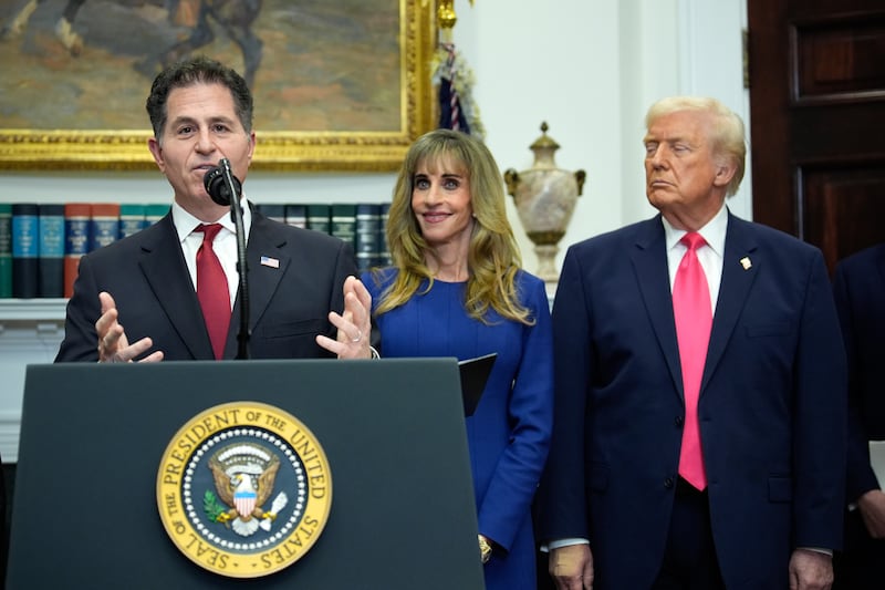 Michael Dell, chairman and chief executive officer of Dell, with his wife Susan and US president Donald Trump at the White House. Photograph: Yuri Gripas/CNP/Bloomberg 