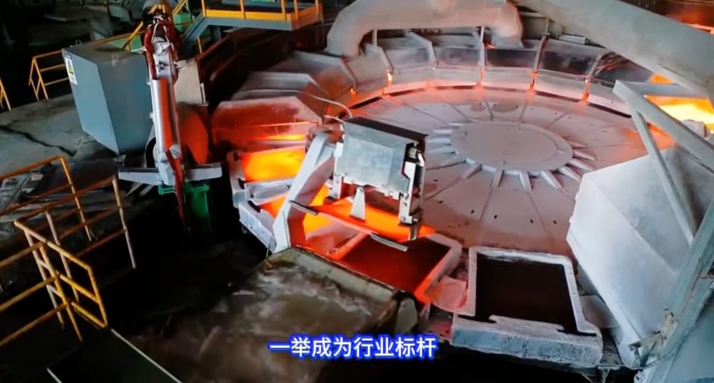 A screengrab of copper smelting at the Yanggu Xiangguang Copper facility in Yanggu, Shandong province. Photo: Weibo