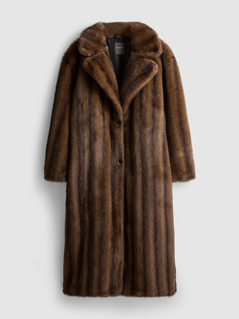 Faux fur coat, €60, Penneys