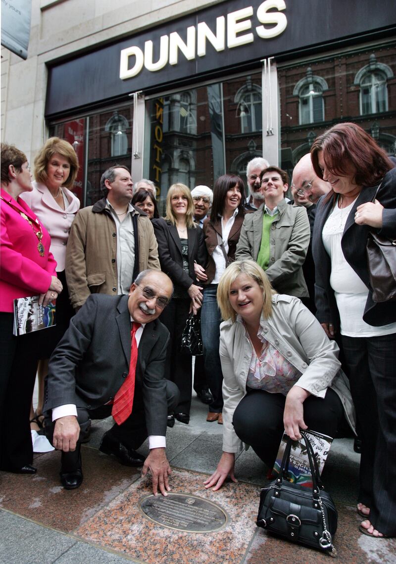 The unveiling of a plaque dedicated to Dunnes Stores staff who led a strike against apartheid in Henry Street, Dublin from 1984-1987. Photograph: Matt Kavanagh