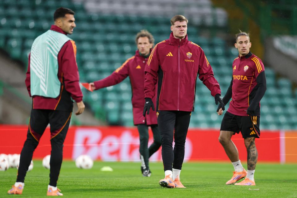 Evan Ferguson training with Roma at Celtic Park in Glasgow. Photo: Ian MacNicol/Getty Images