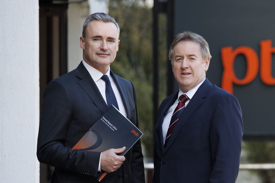 PTSB chief financial officer Barry D'Arcy and chief executive Eamonn Crowley