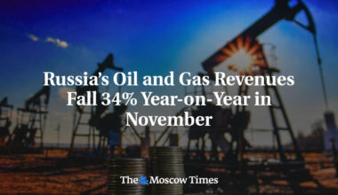 Russia’s Oil and Gas Revenues Fall 34% Year-on-Year in November