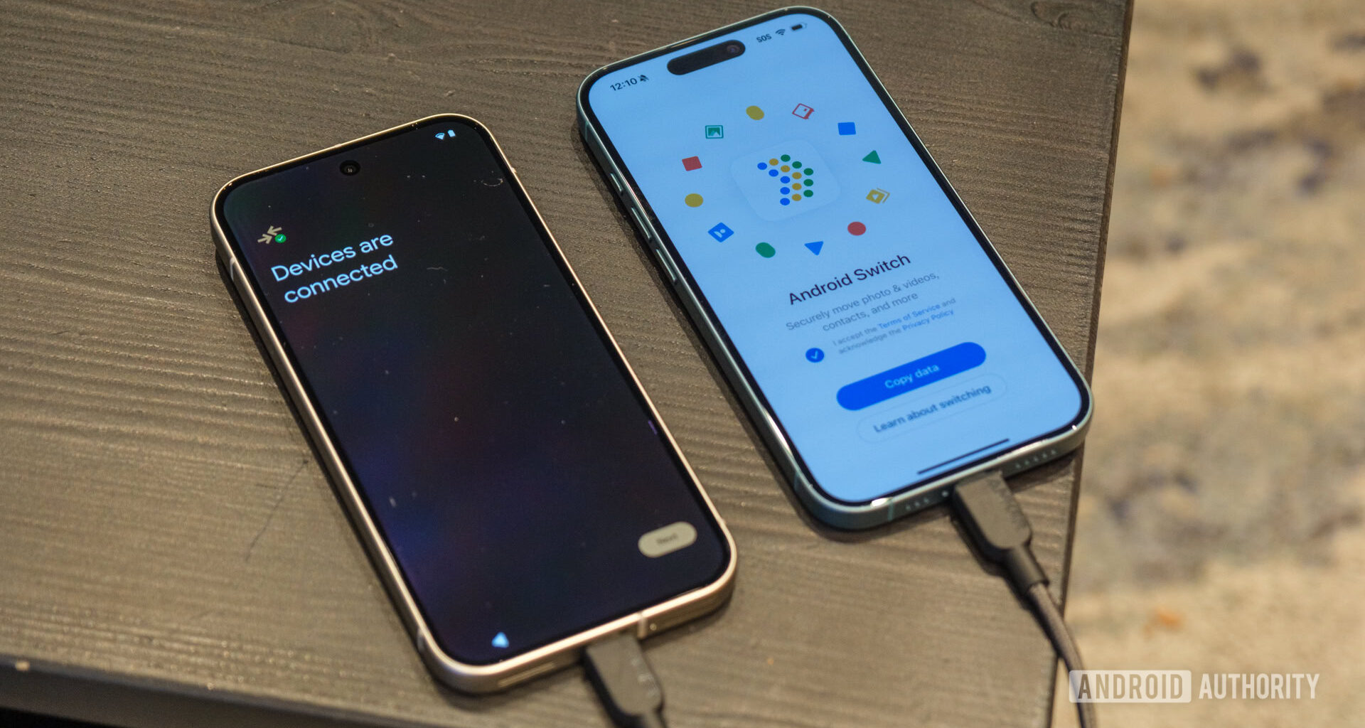 Android Switch connected to iPhone and Pixel 9