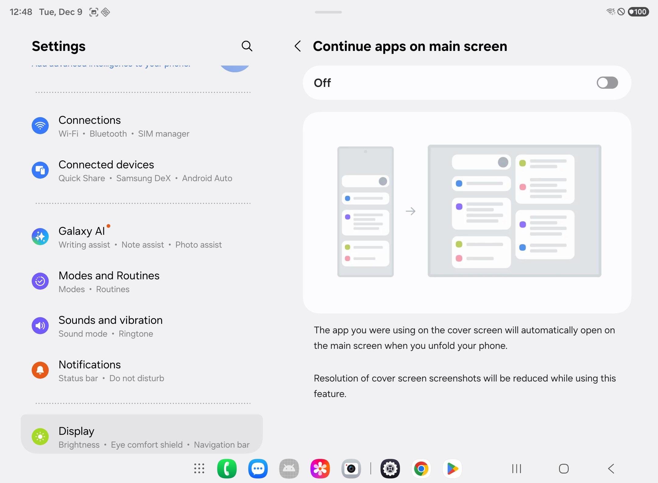 App Continuity feature on the Galaxy Z TriFold