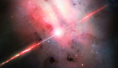 An illustration of GRB 250702B and the dusty galaxy from which it erupted