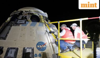 File photo of Boeing and NASA teams working around NASA's Boeing Crew Flight Test Starliner spacecraft after it landed uncrewed on September 6, 2024, at White Sands, New Mexico, after undocking from the International Space Station.