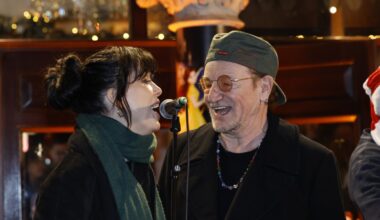 Bono, Imelda May Sing 'Christmas (Baby, Please Come Home)' in Dublin