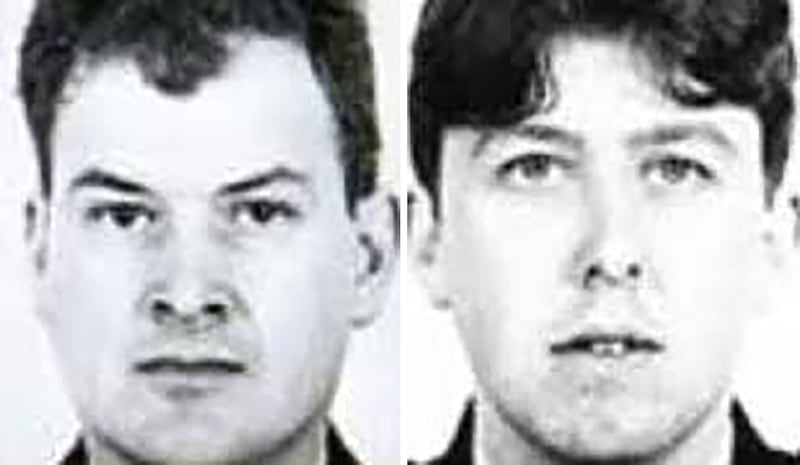 RUC constables Harry Beckett and Gary Meyer, who were murdered on June 30 1990.
PICTURE Police Remembrance Trust
