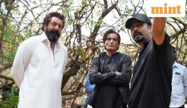 Sanjay Dutt and Akshaye Khanna in a behind-the-scenes from Dhurandhar with director Aditya Dhar.