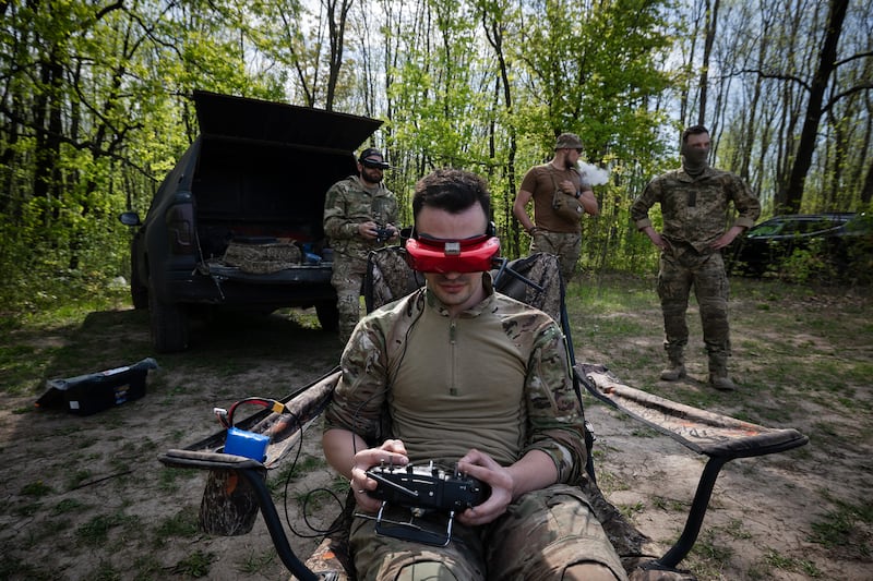 A Ukrainian solder flies a drone in eastern Ukraine on April 24, 2025 (stock). Photograph: Tyler Hicks/The New York Times
                      
