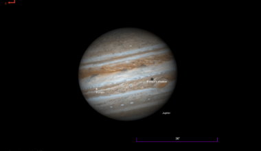Europa and its shadow cross Jupiter 