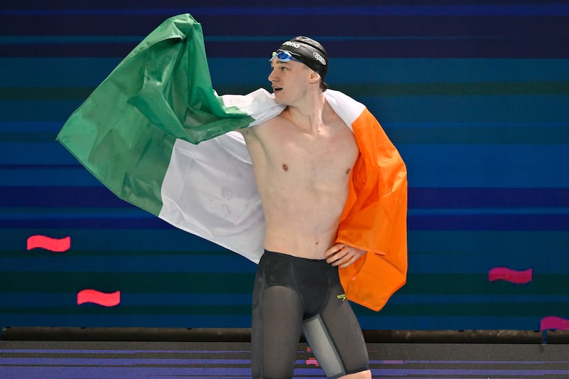 Ireland’s John Shortt celebrates winning a gold medal. Photograph: Andrea Masini/Inpho