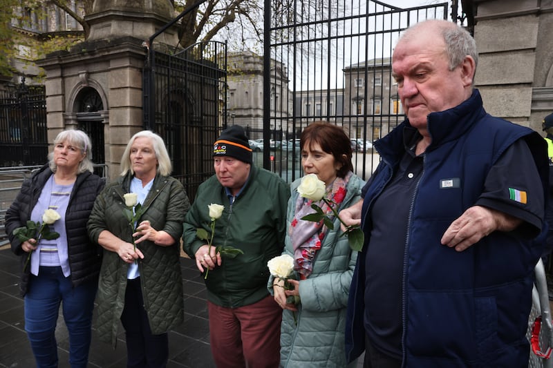 Thalidomide survivors Sandra Dunne, (representing unacknowledged survivors); Irish Thalidomide Association spokesperson Finola Cassidy; Michael O’Neill; Catherine Brereton; and Tommy Burbage, who met politicians at Leinster House last week to mark the 64th anniversary of the drug's worldwide withdrawal. Photograph: Dara Mac Dónaill