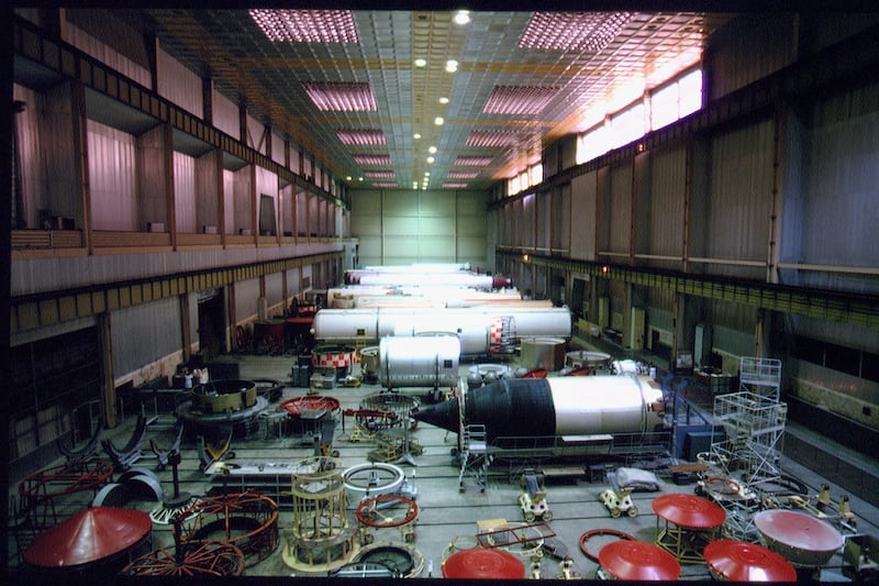 A file picture of rockets assembled in the Yuzhmash factory, Dnipro. Photograph: Antoine Gyori/Sygma/Getty Images