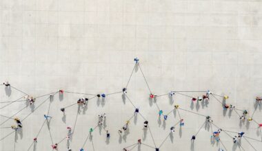 People connected by data points to show a graph.