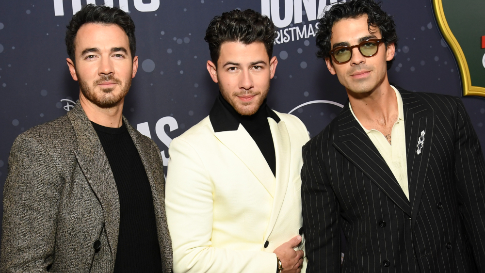 Kevin Jonas, Nick Jonas and Joe Jonas at Disney+'s "A Very Jonas Christmas Movie" World Premiere held at New York City Center on November 10, 2025 in New York, New York. (Photo by Kristina Bumphrey/Variety via Getty Images)