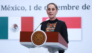Mexican President Claudia Sheinbaum at the National Palace, in Mexico City, in early December. 