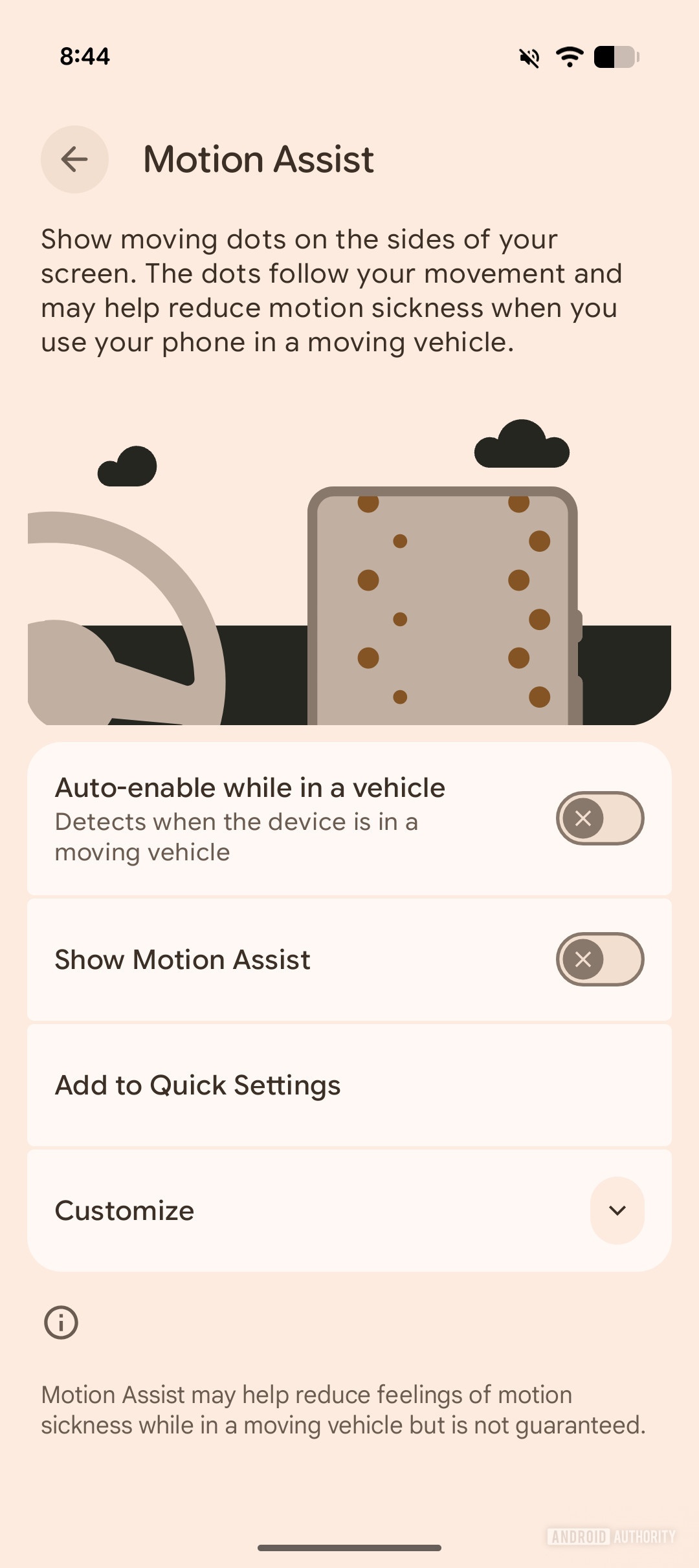 Google Android Motion Assist formerly Motion Cues