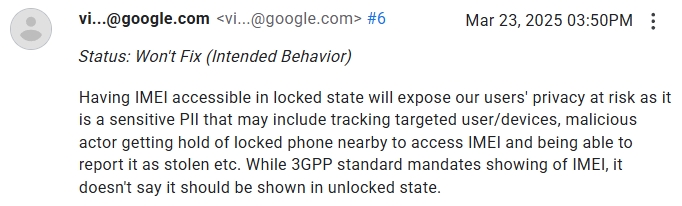 Google IMEI argument