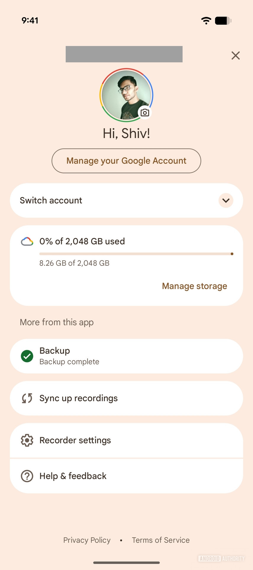 Google Recorder Account switcher Google Recorder Account switcher