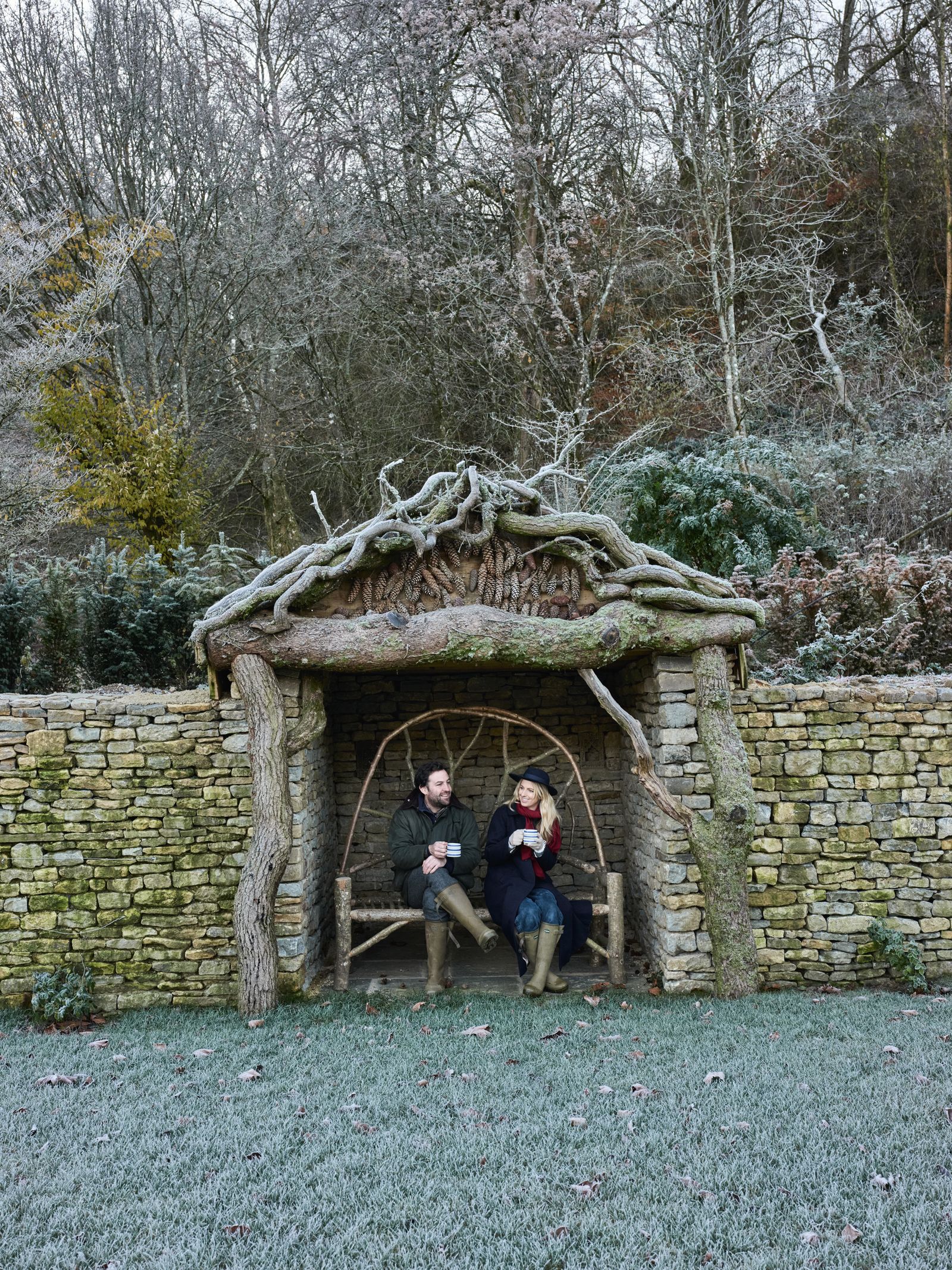 Luke and Phoebe in their ‘temple garden'.