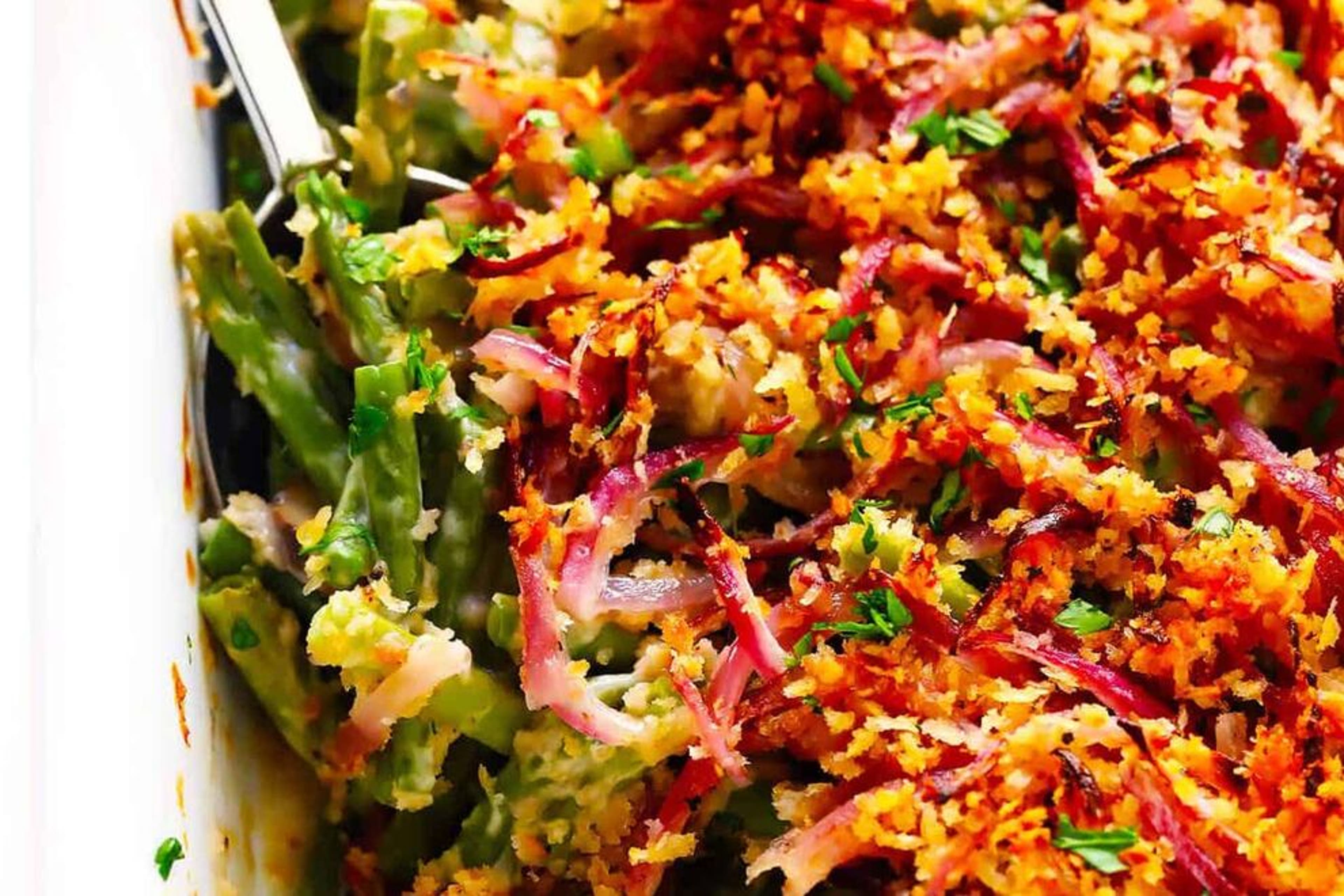 This casserole comes out of the oven irresistibly fresh and colorful