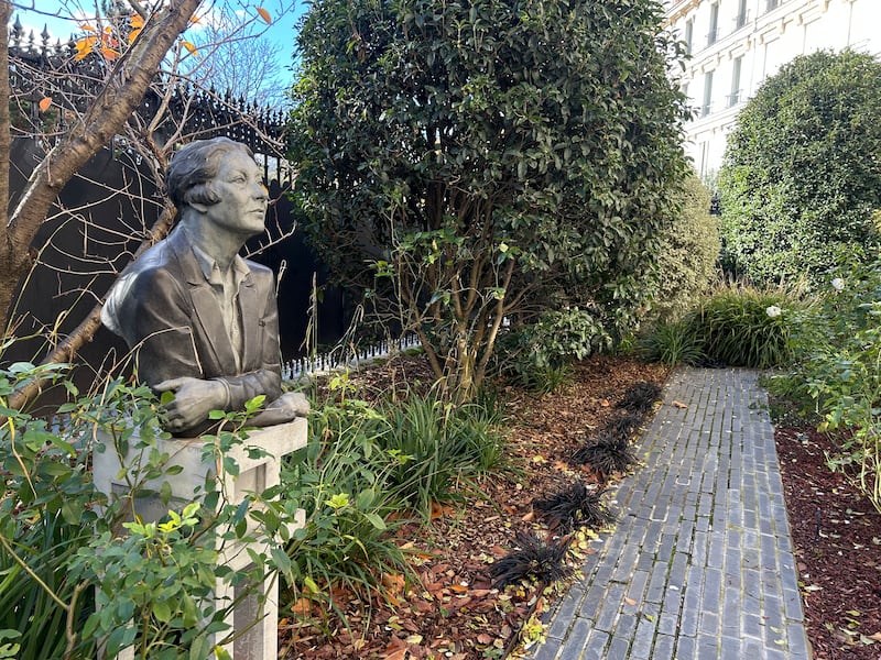 The garden at the Irish embassy in Paris, where the bust of Oscar Wilde will sit alongside an existing bust of designer Eileen Gray. Photograph: Sharon Gaffney