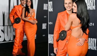 Kylie Jenner Twins with Timothée Chalamet in Matching Outfits at 'Marty Supreme' Premiere