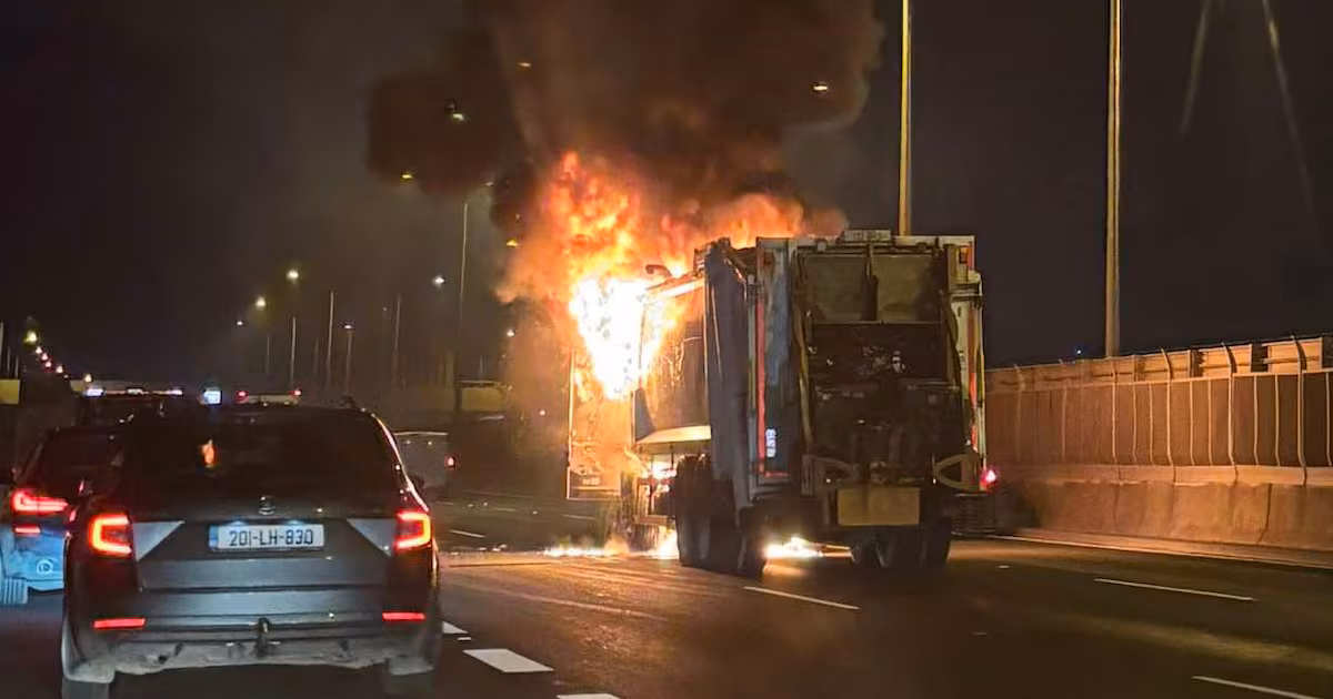 M50 reopens following bin lorry fire near toll bridge - The Irish Times