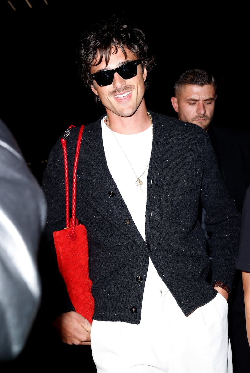 Jacob Elordi with a man bag in Milan, Italy. Photograph: Claudio Lavenia/Getty Images for Bottega Veneta